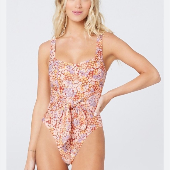l*space Other - L*Space Lily Of The Valley Balboa One Piece Swimsuit Floral Brown Swimsuit Sz 8